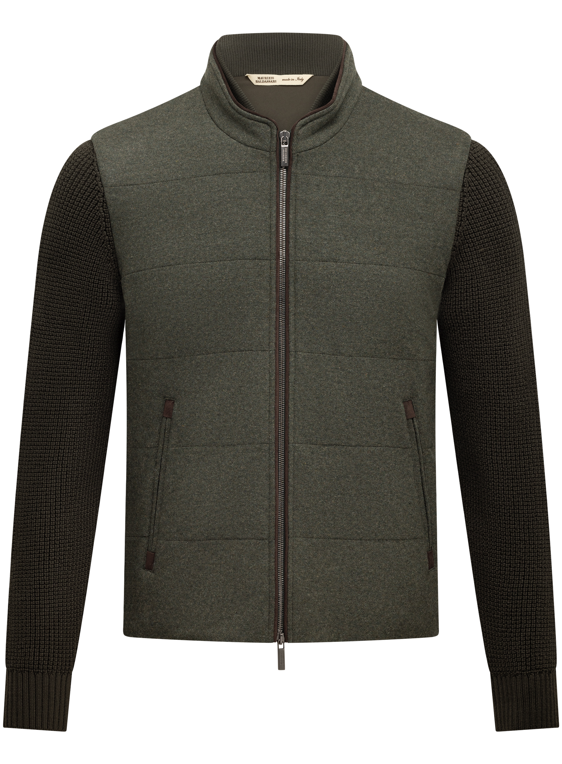 Gebreid jack van cashmere met opstaande kraag | Groen