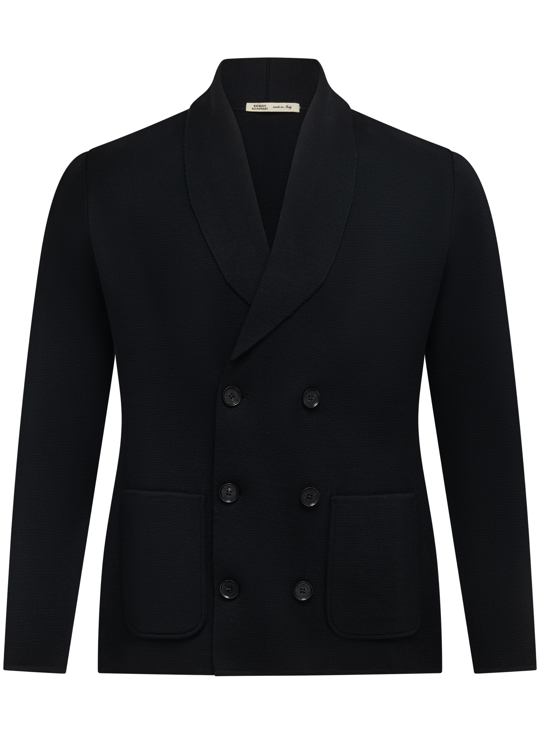 Double breasted cardigan van scheerwol | Zwart