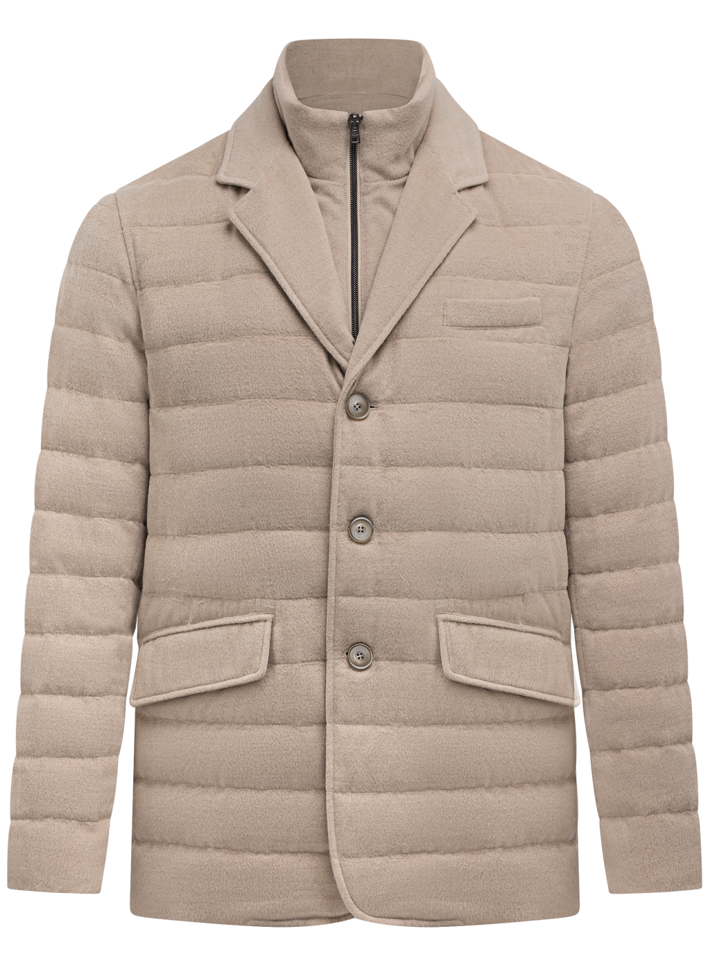Gewatteerde blazerjack van wol | Beige