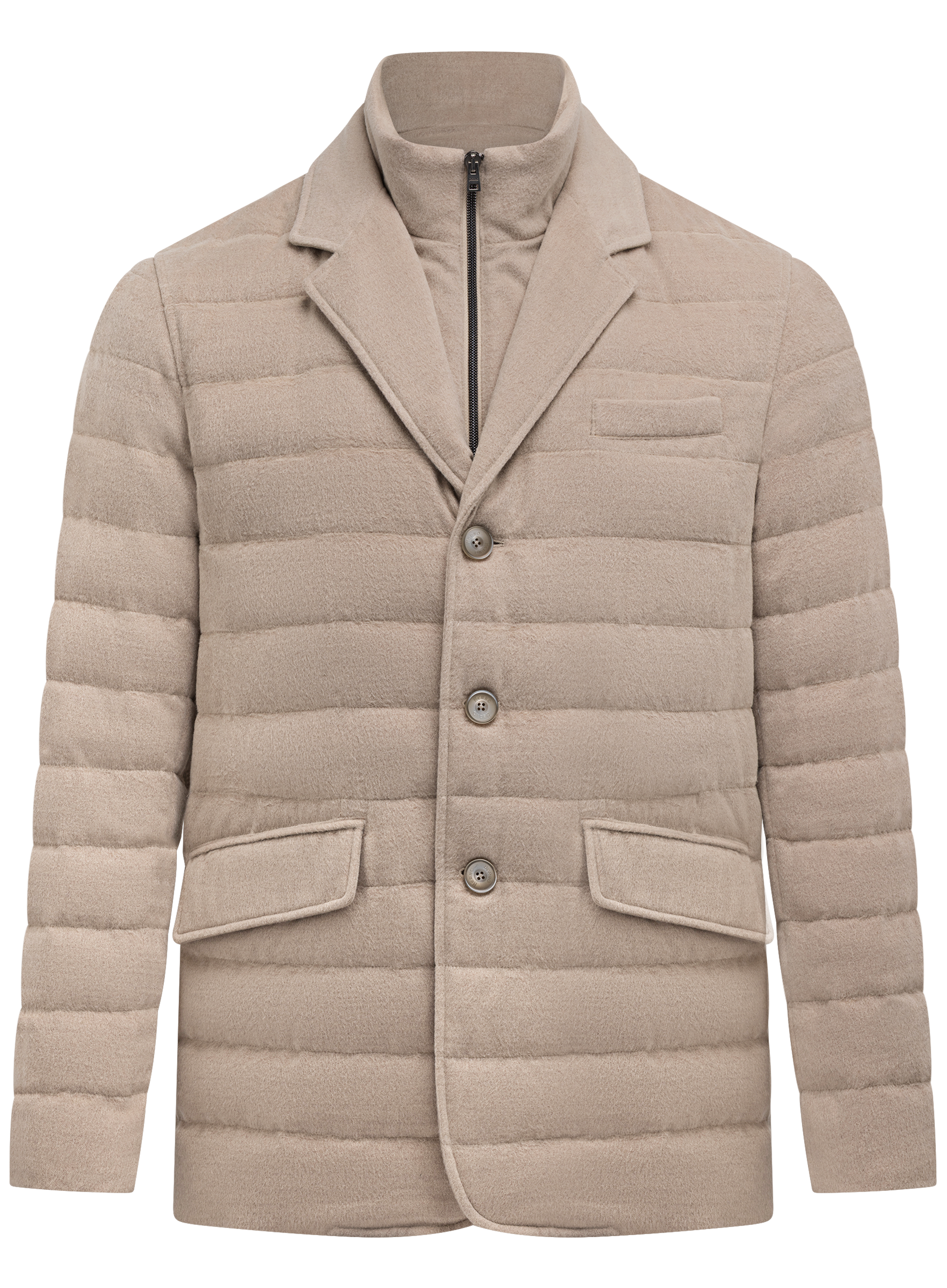 Gewatteerde blazerjack van wol | Beige