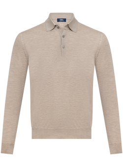 Polo in cashmere zijde | Beige