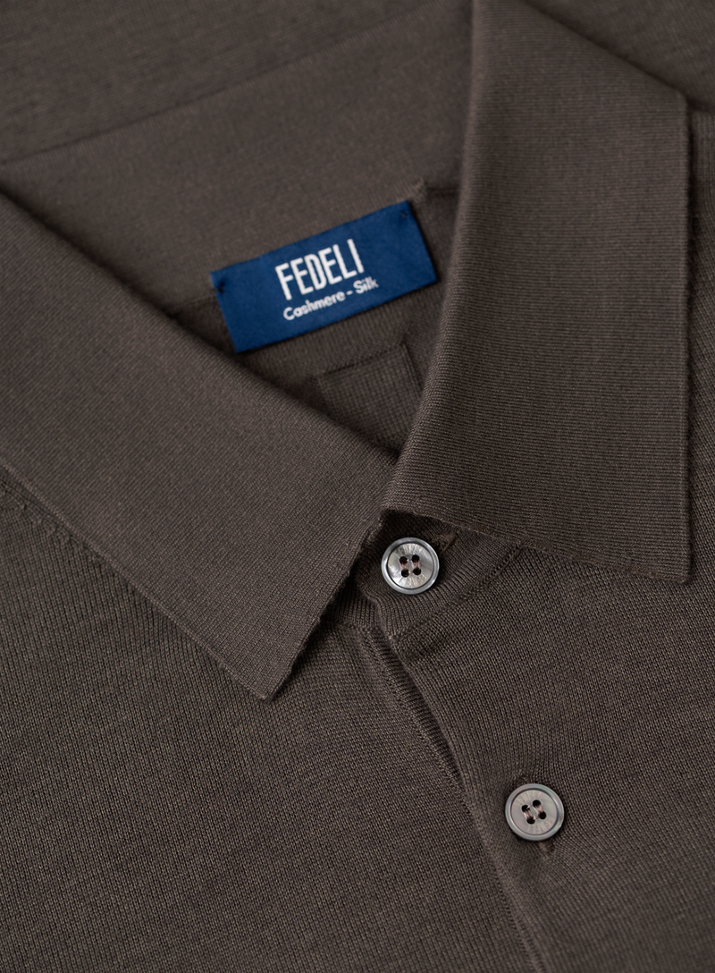 Polo in cashmere zijde | FULL_WIDTH | TAUPE