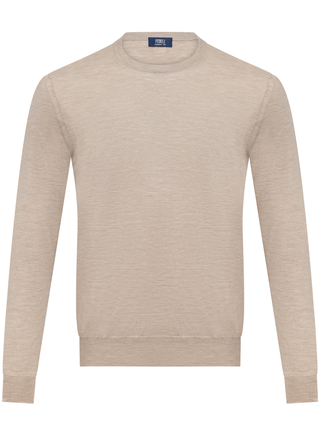 Ronde hals in cashmere zijde | Beige