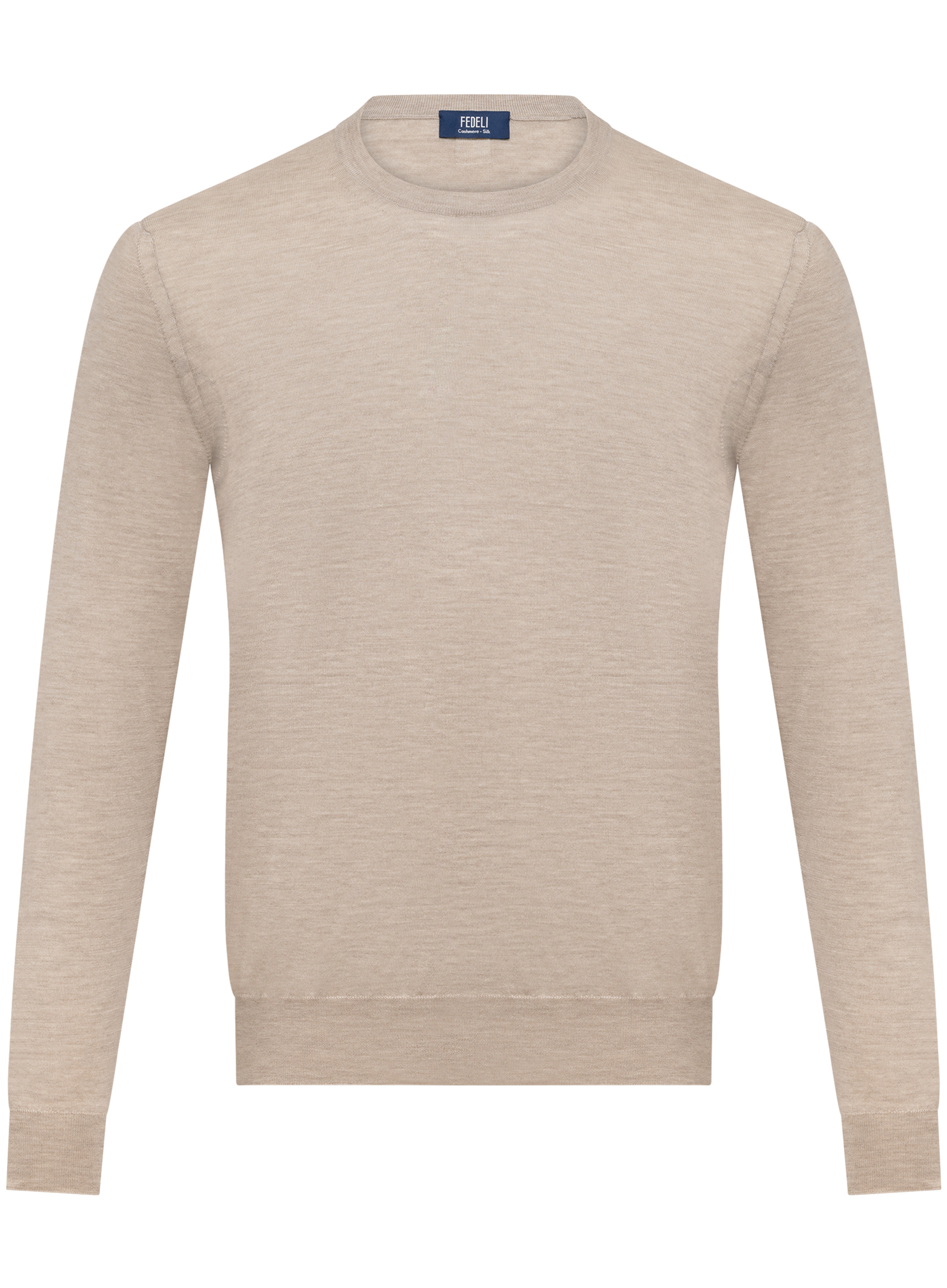 Ronde hals in cashmere zijde | Beige