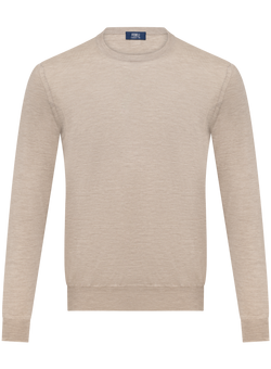 Ronde hals in cashmere zijde | Beige