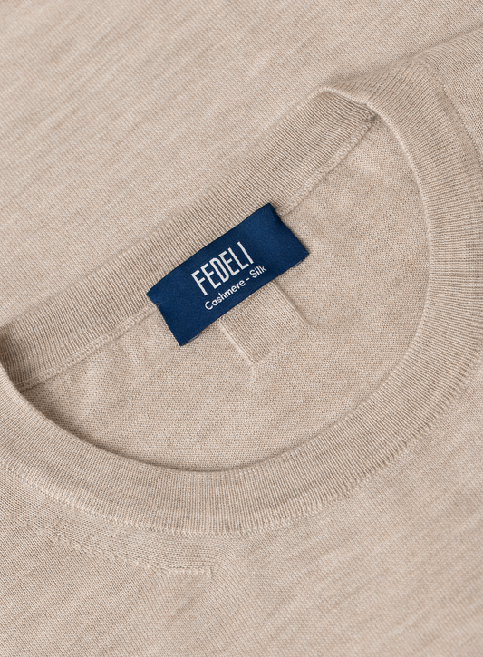 Ronde hals in cashmere zijde