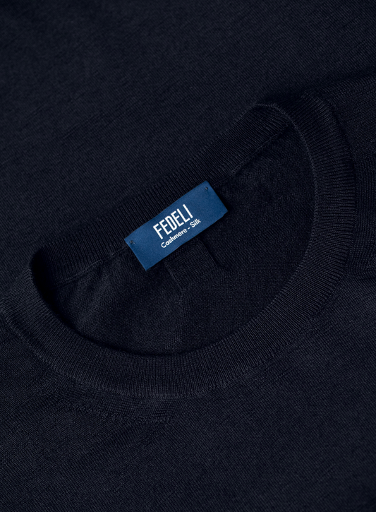 Ronde hals in cashmere zijde