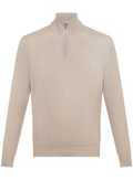 Half-zip vest van cashmere en zijde | Beige