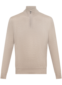 Half-zip vest in cashmere zijde | Beige