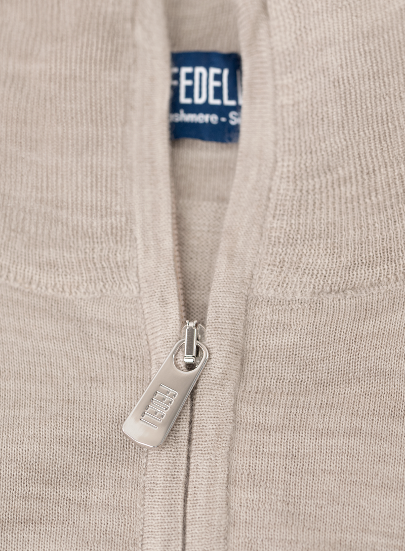 Half-zip vest van cashmere en zijde | FULL_WIDTH | Beige