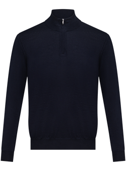 Half-zip vest in cashmere zijde | BLUE NAVY