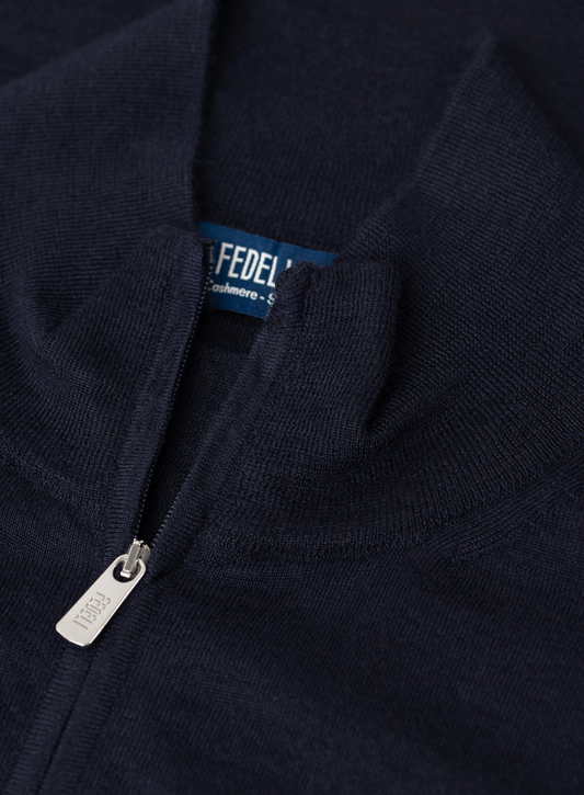 Half-zip vest in cashmere zijde