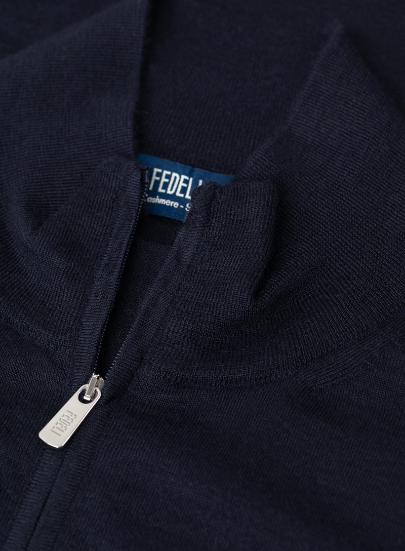Half-zip vest in cashmere zijde | FULL_WIDTH | BLUE NAVY