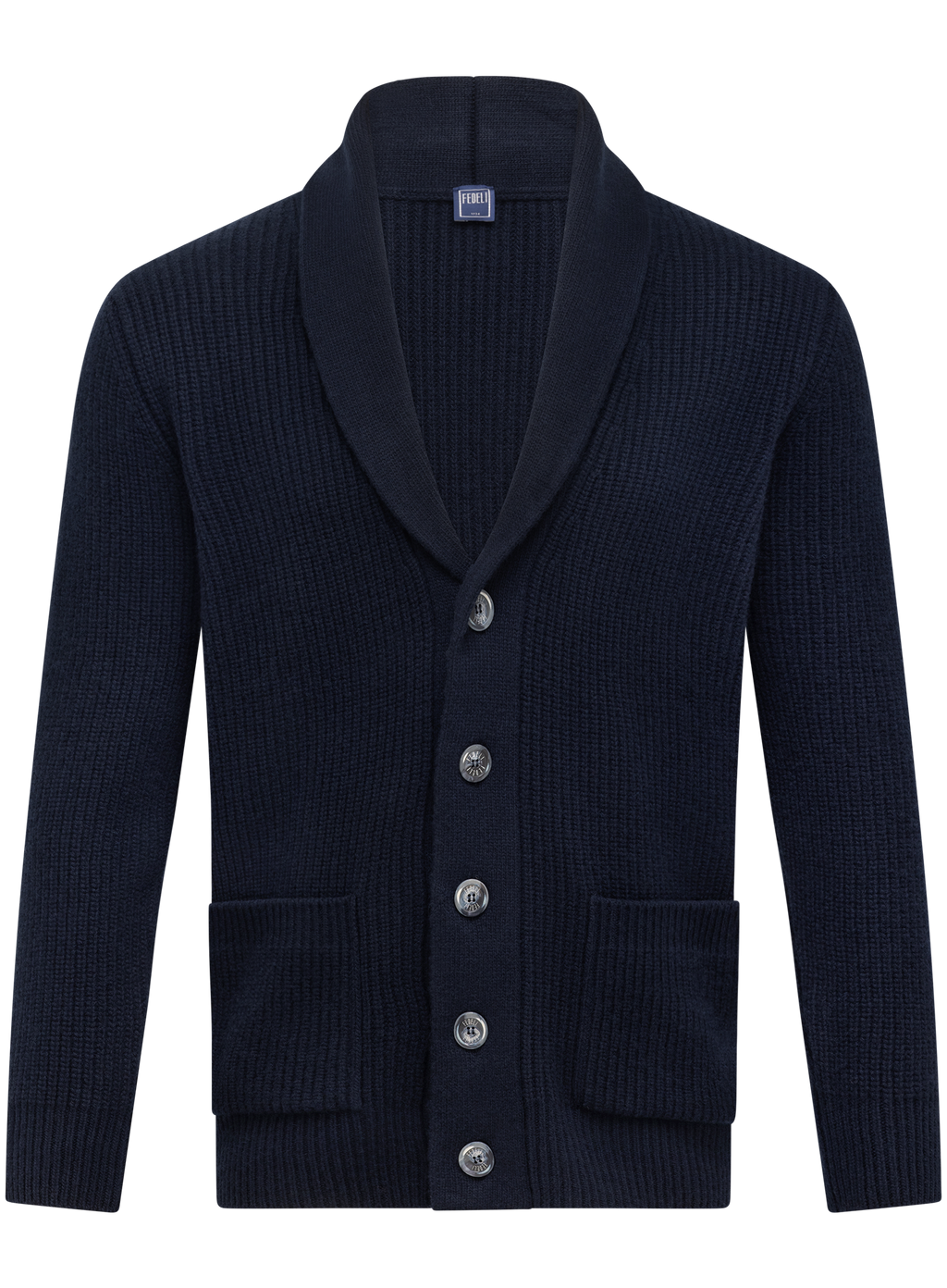Knoopvest in wol cashmere | BLUE NAVY