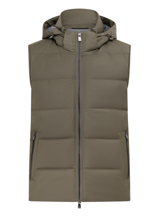 Gilet in wool and technical fabric
