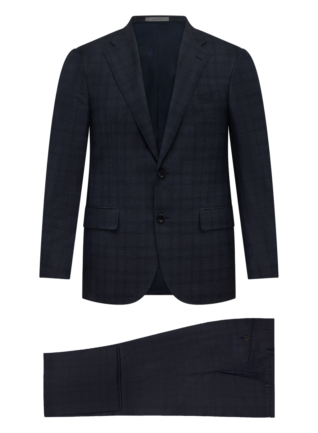 Glencheck pak van scheerwol | Blauw