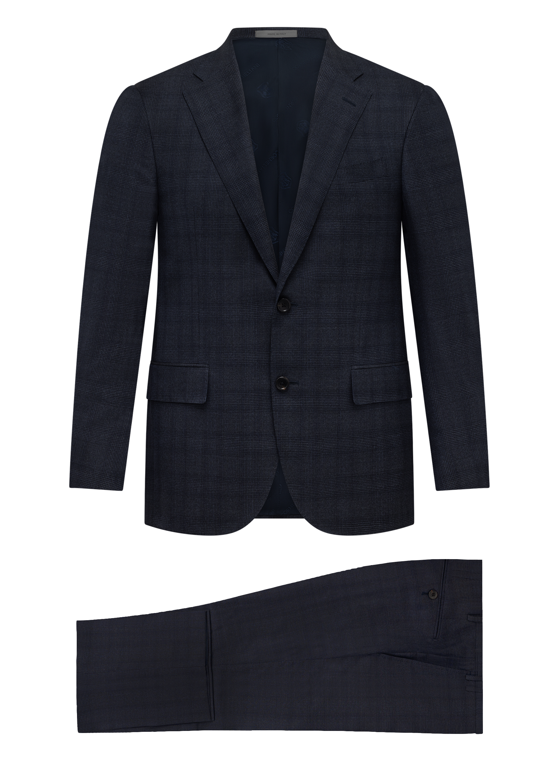 Glencheck pak van scheerwol | Blauw