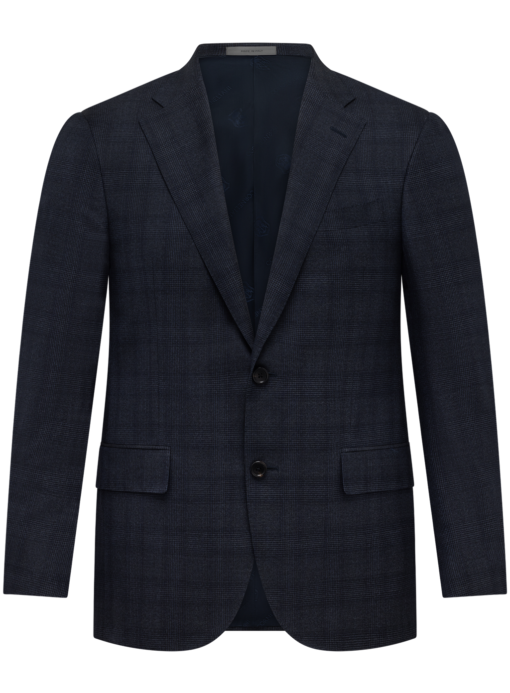 Glencheck pak van scheerwol | Blauw