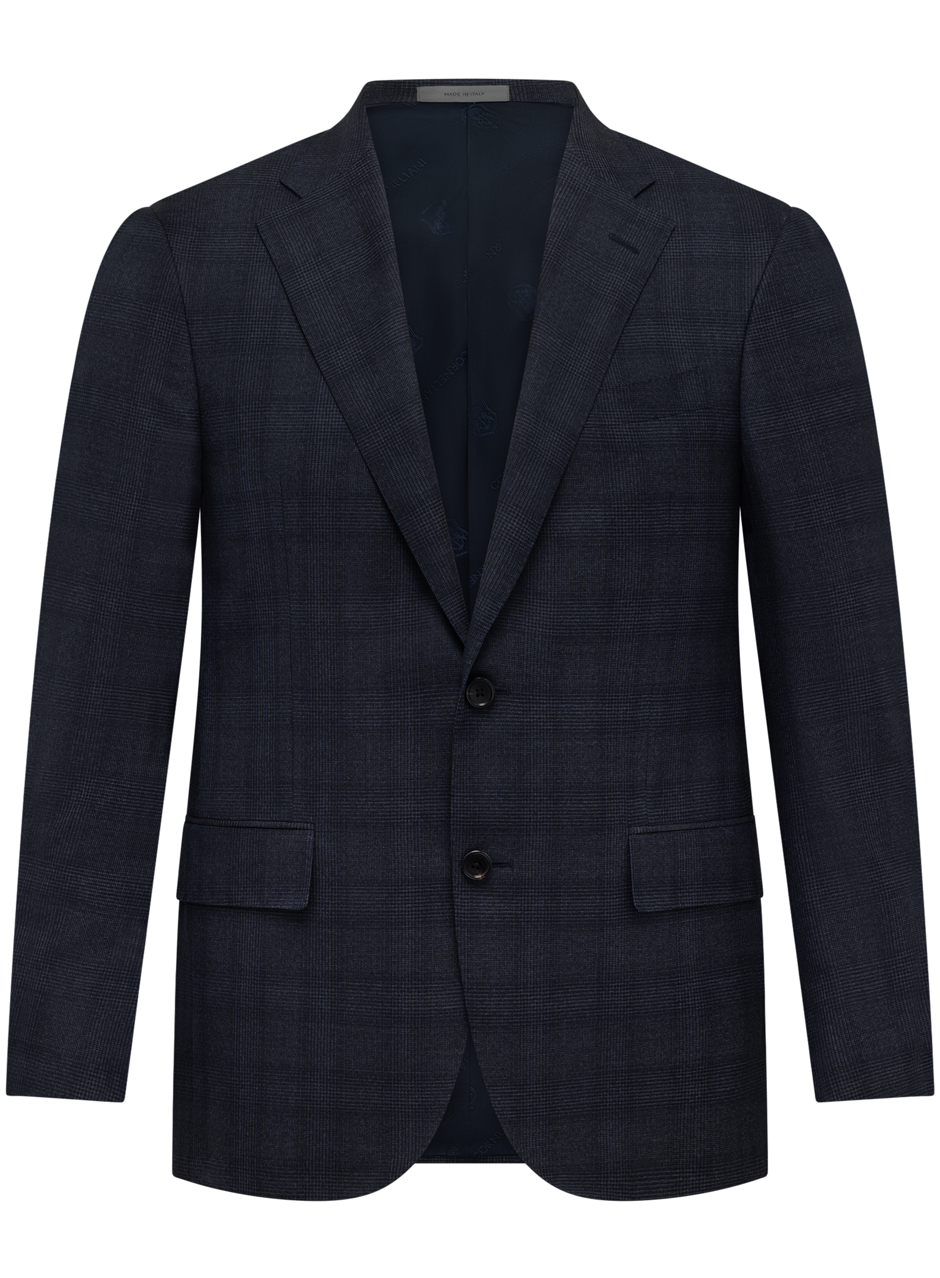 Glencheck pak van scheerwol | Blauw