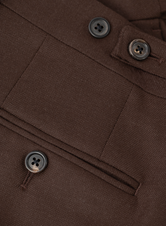 Bandplooi pantalon van scheerwol en cashmere