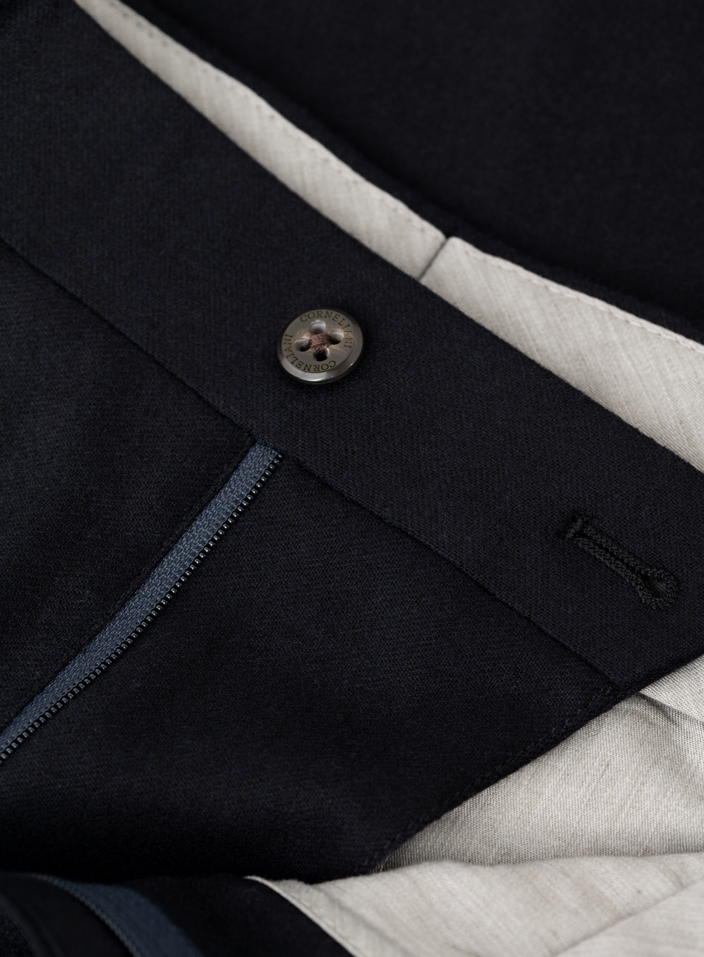 Chino van scheerwol en cashmere | FULL_WIDTH | BLUE NAVY