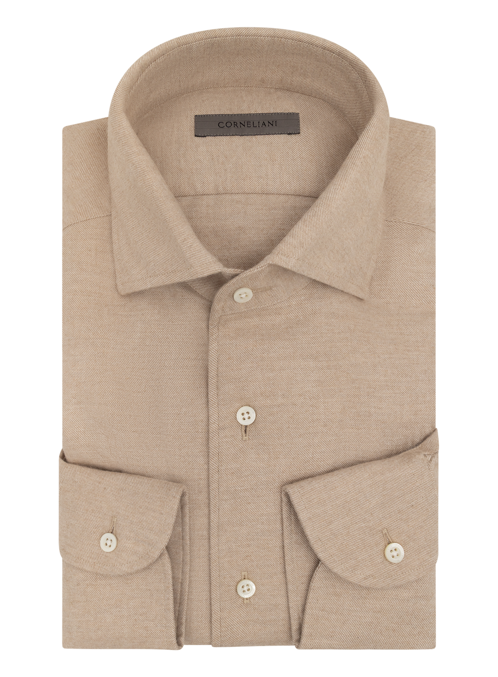 Overhemd van katoen en cashmere | Beige