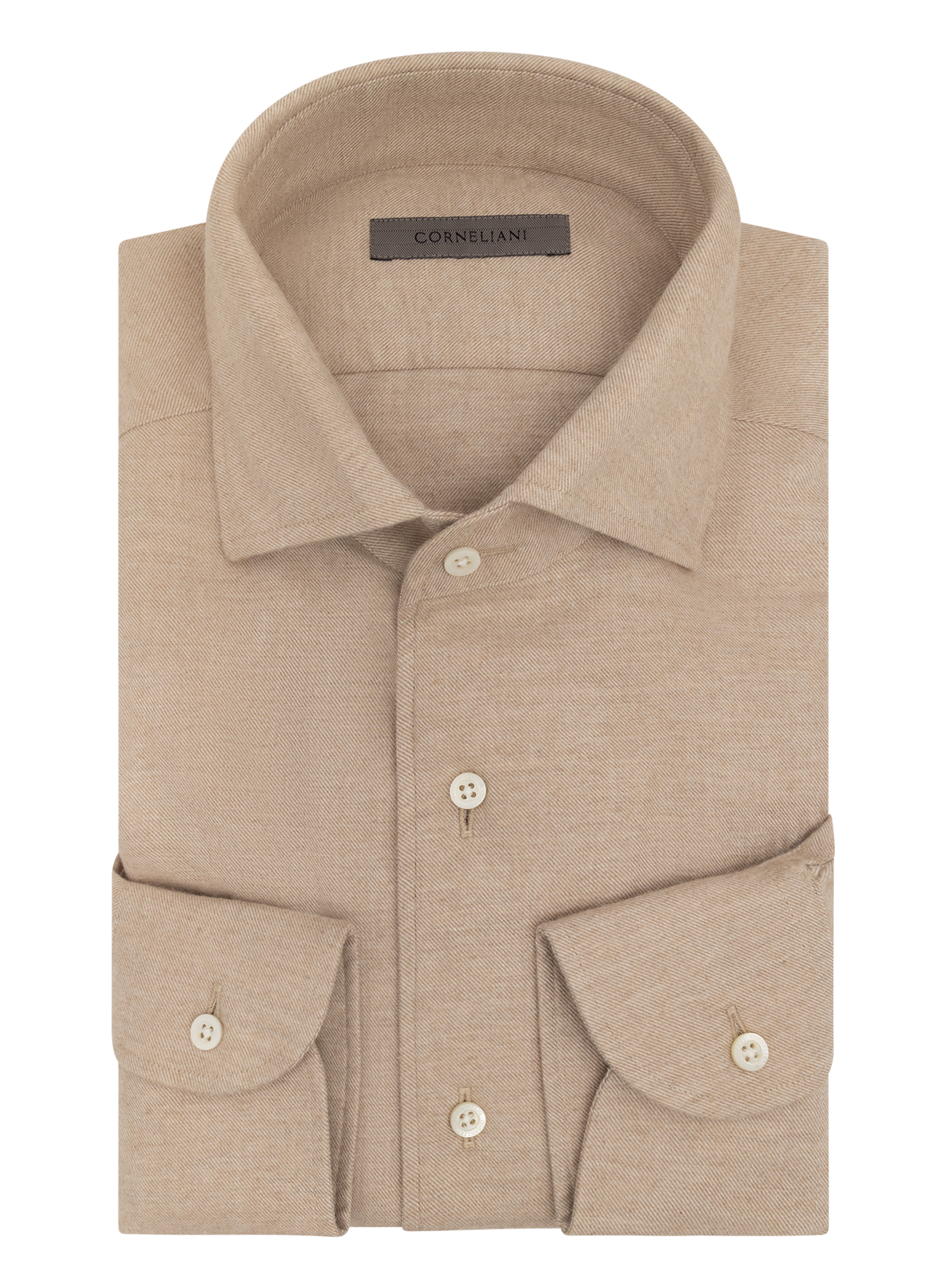 Overhemd van katoen en cashmere | Beige