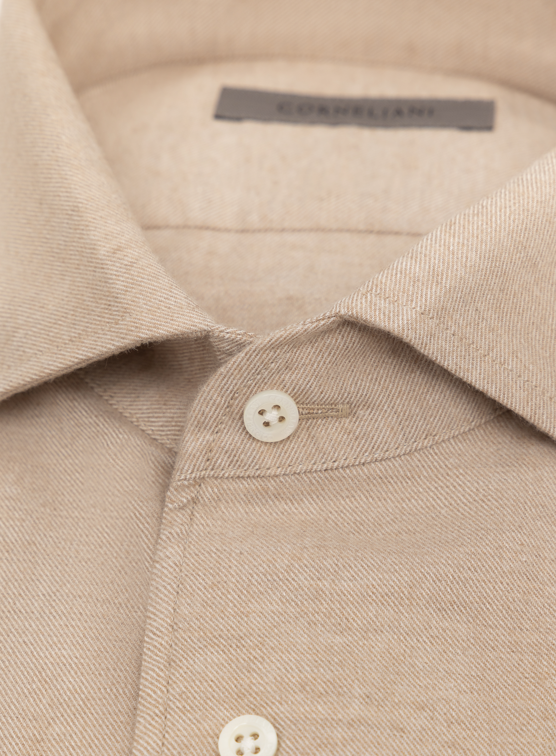Overhemd van katoen en cashmere | FULL_WIDTH | Beige