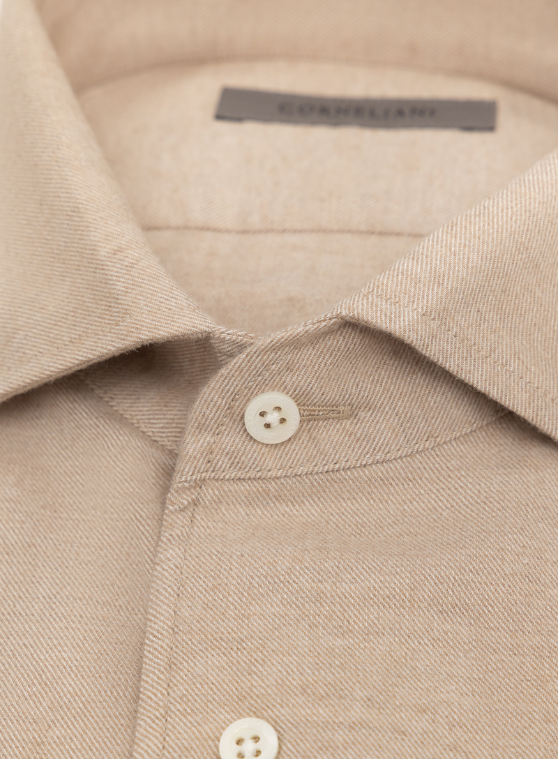 Overhemd van katoen en cashmere | FULL_WIDTH | Beige