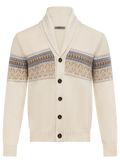 Knoopvest van cashmere, alpaca en scheerwol met sjaalkraag | ROOM-WIT