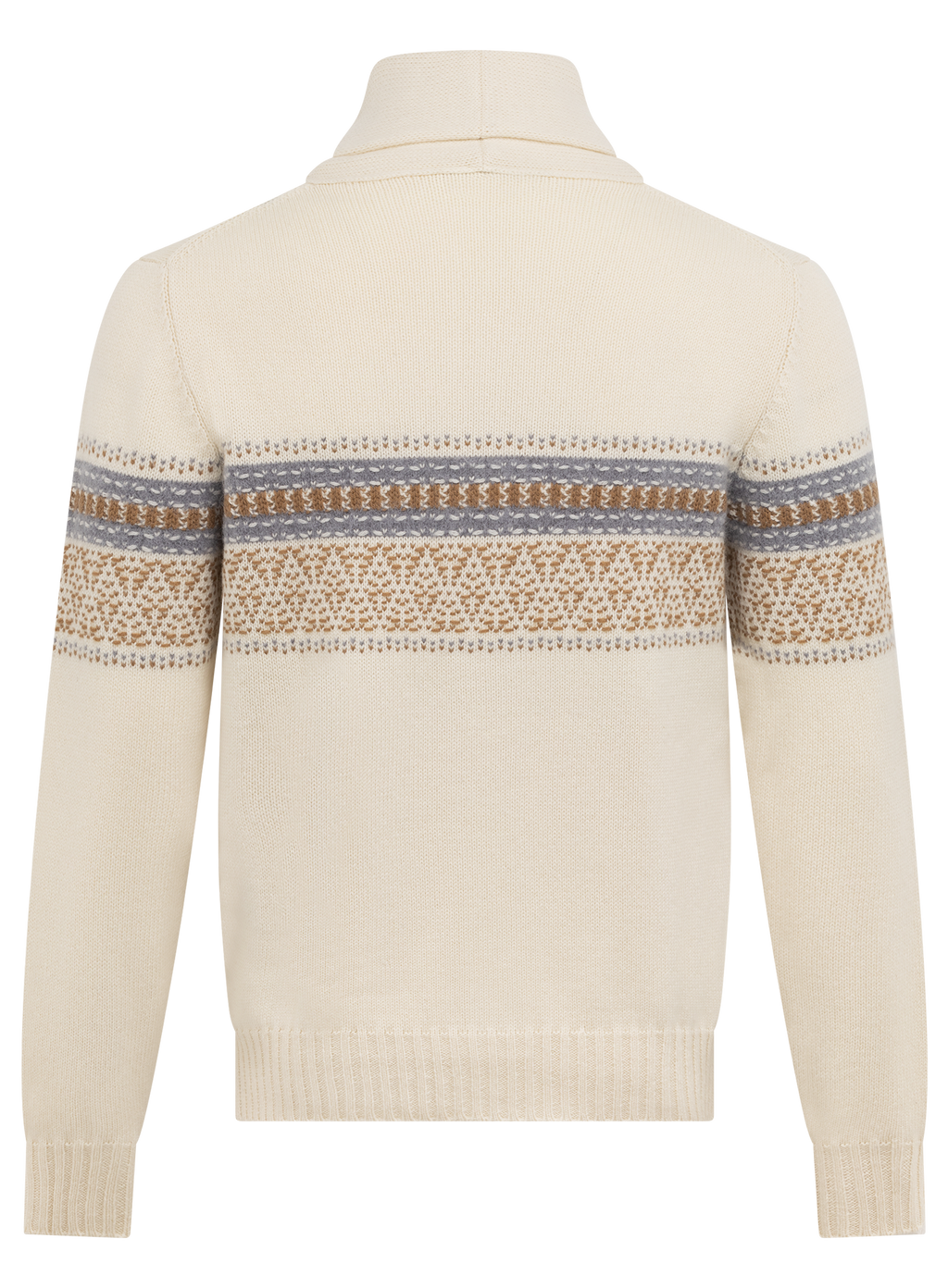 Knoopvest van cashmere, alpaca en scheerwol met sjaalkraag | ROOM-WIT