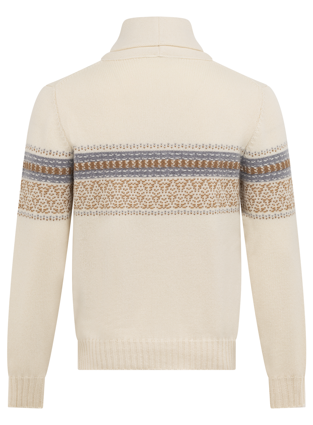 Knoopvest van cashmere, alpaca en scheerwol met sjaalkraag | ROOM-WIT