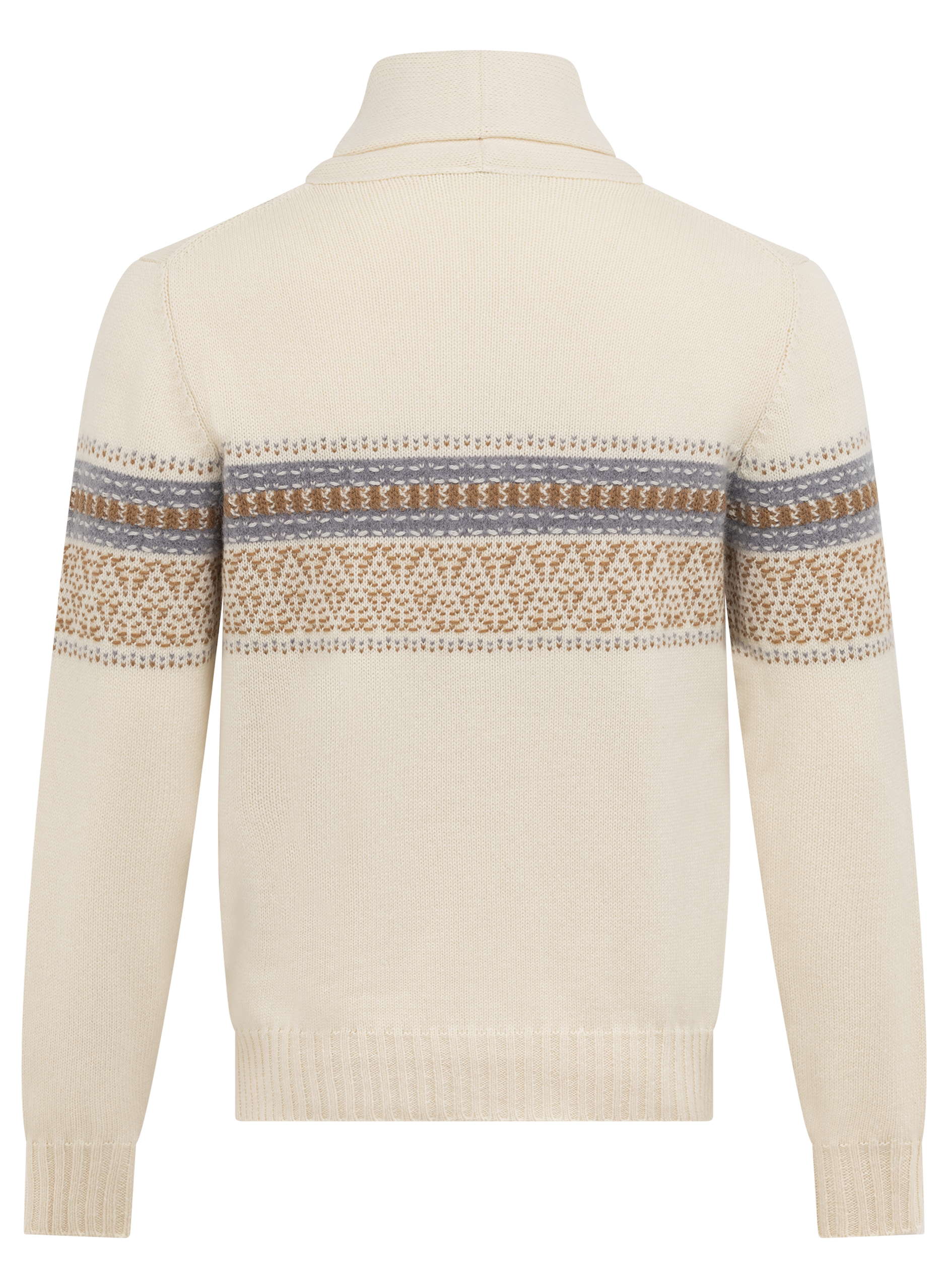 Knoopvest van cashmere, alpaca en scheerwol met sjaalkraag | ROOM-WIT