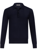 Polo in cashmere zijde | BLUE NAVY