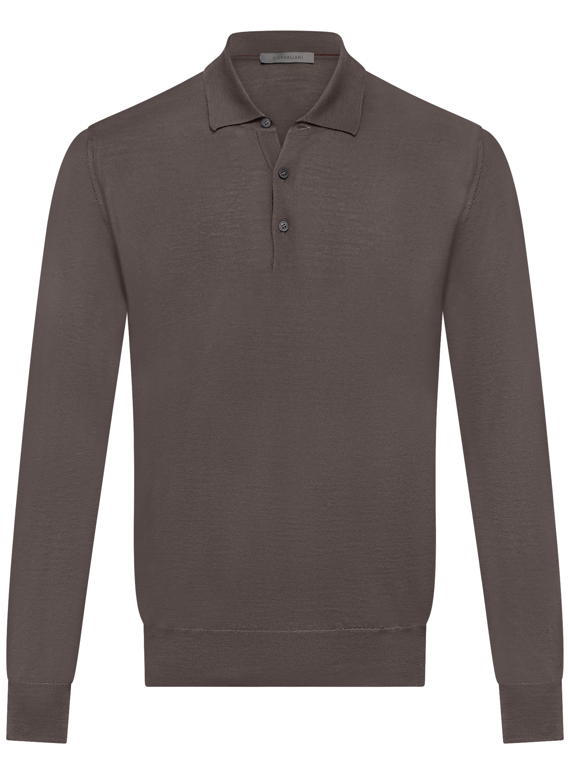 Polo van scheerwol met lange mouwen | TAUPE