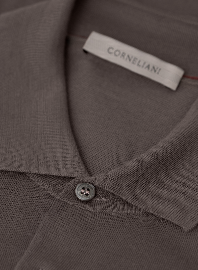 Polo van scheerwol met lange mouwen | FULL_WIDTH | TAUPE