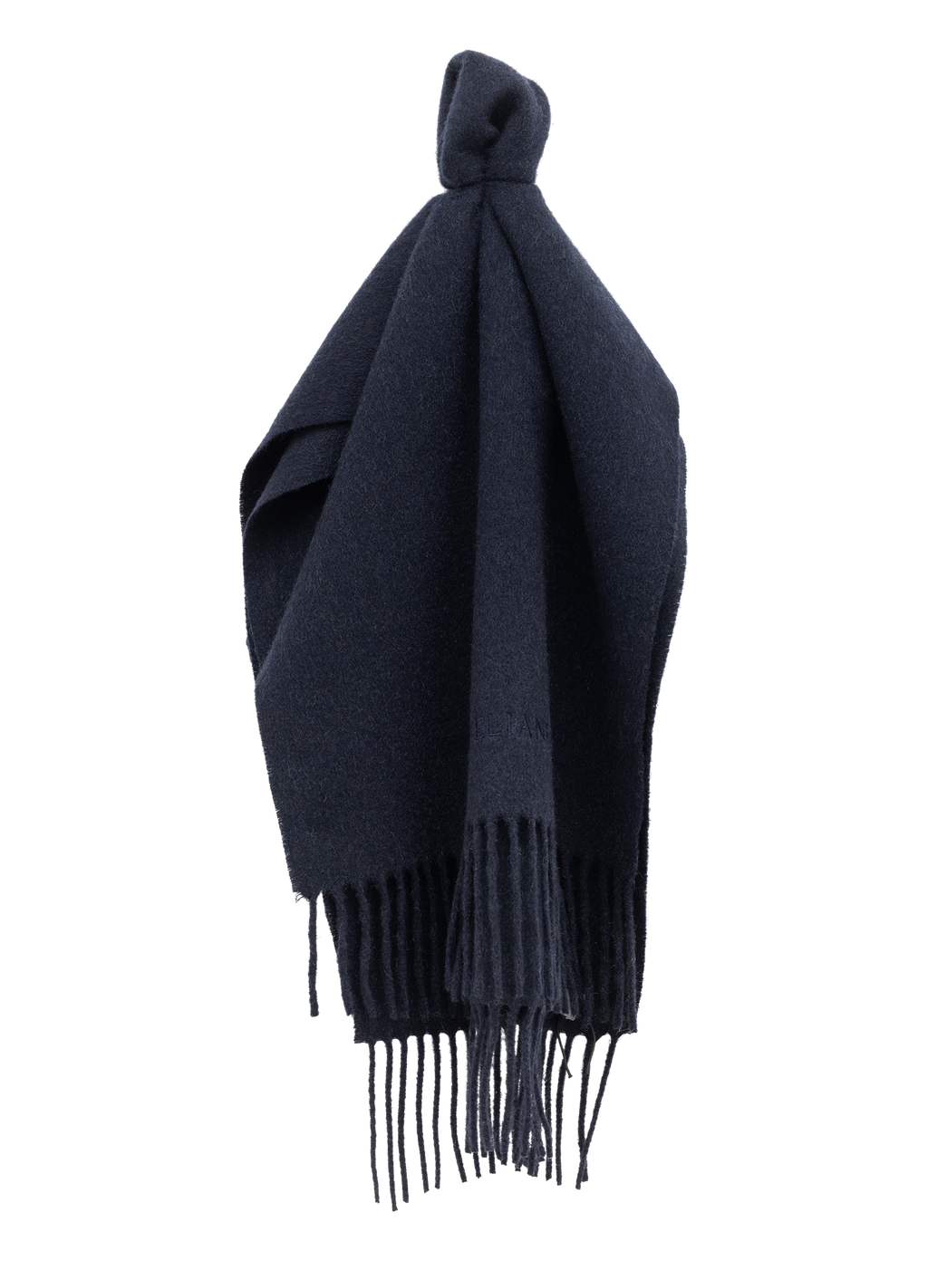 Sjaal van cashmere met franjes | BLUE NAVY