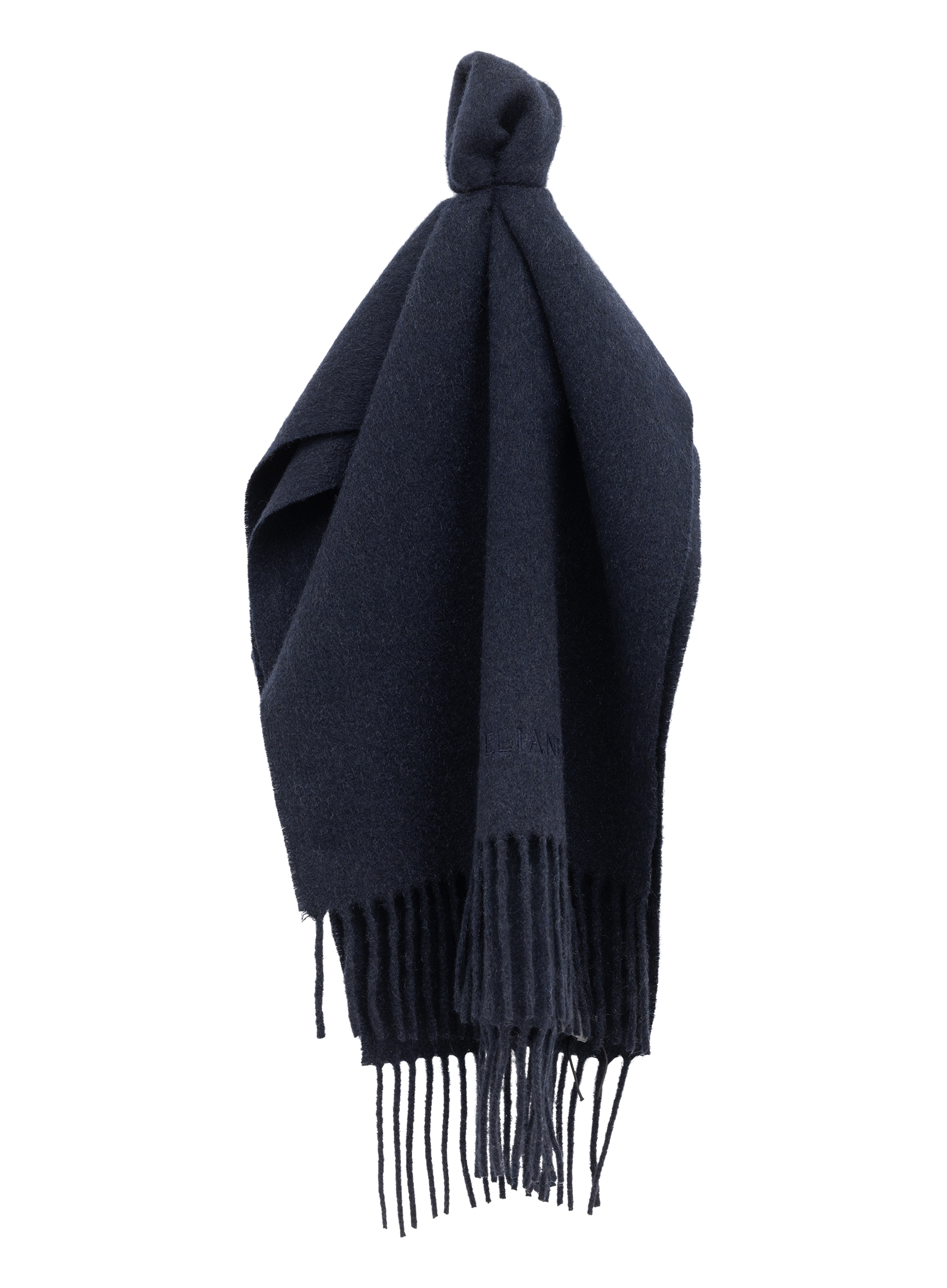 Sjaal van cashmere met franjes | BLUE NAVY