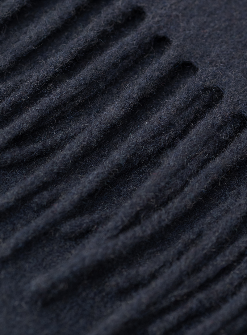 Sjaal van cashmere met franjes | FULL_WIDTH | BLUE NAVY