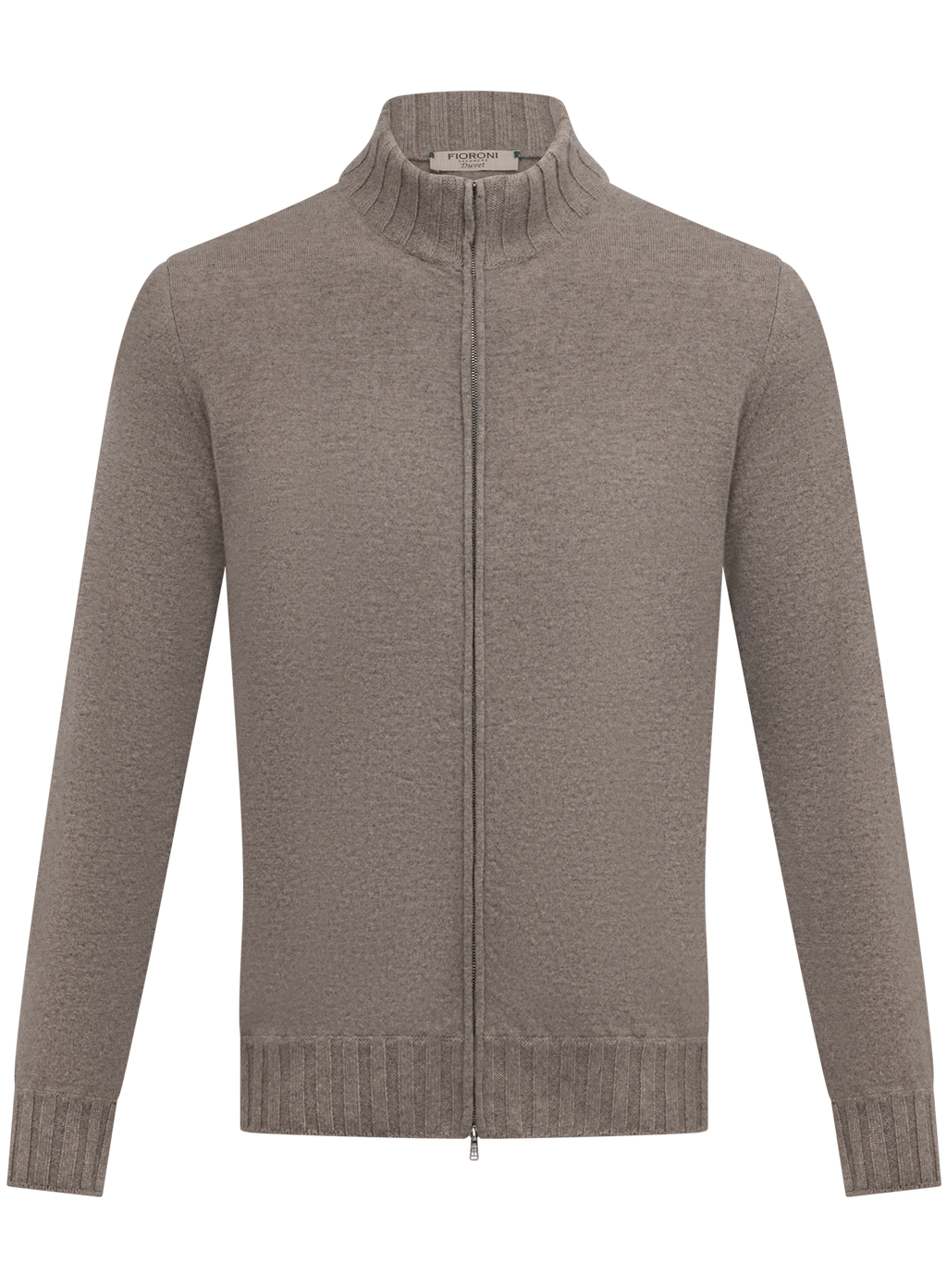 Fijngebreide ritsvest van duvet cashmere | TAUPE