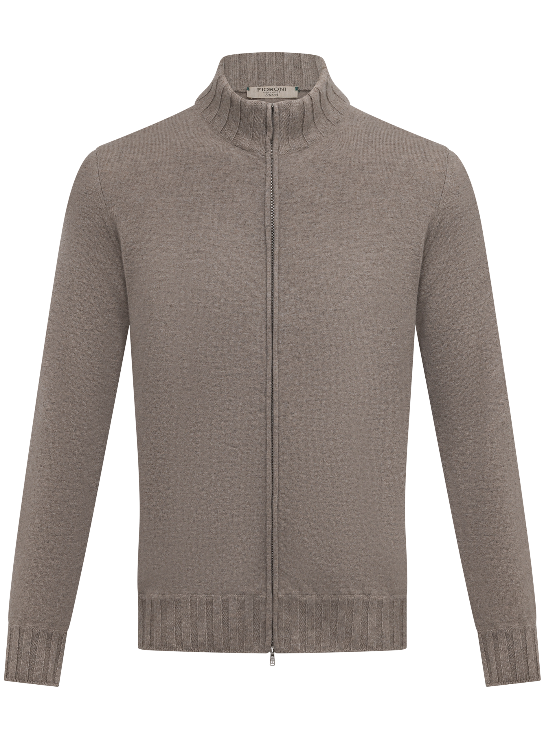 Fijngebreide ritsvest van duvet cashmere | TAUPE