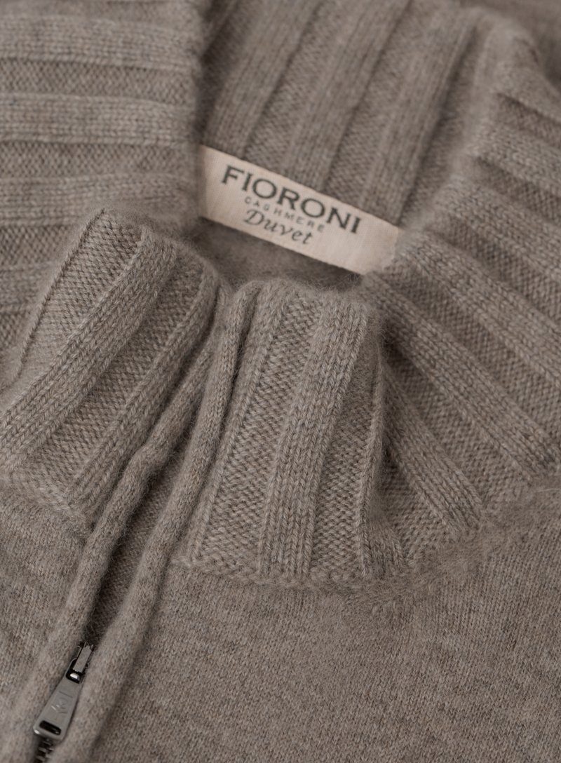 Fijngebreide ritsvest van duvet cashmere | FULL_WIDTH | TAUPE