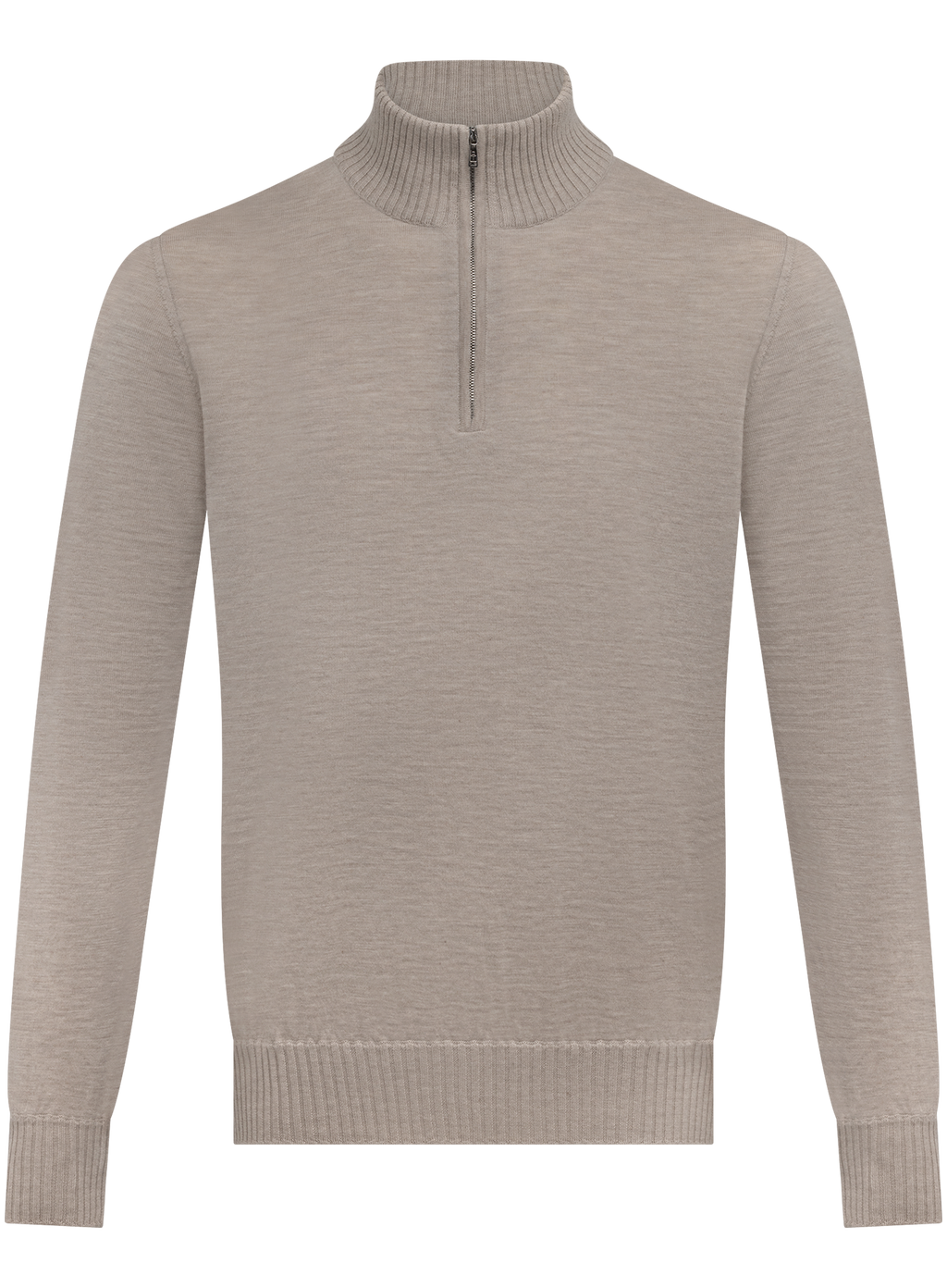 Fijngebreide half-zip trui van duvet cashmere | Beige