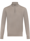 Fijngebreide half-zip trui van duvet cashmere | Beige