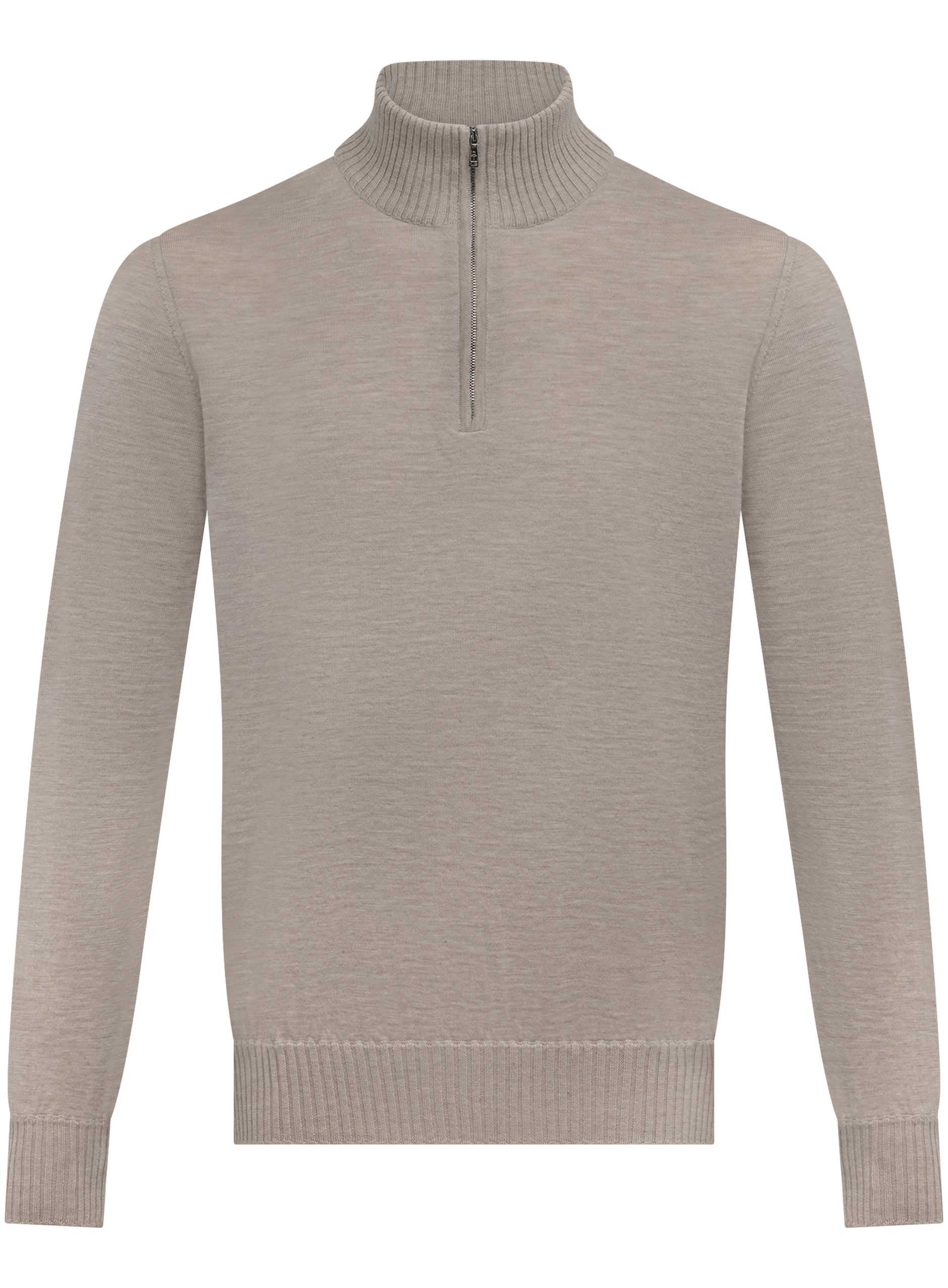Fijngebreide half-zip trui van duvet cashmere | Beige