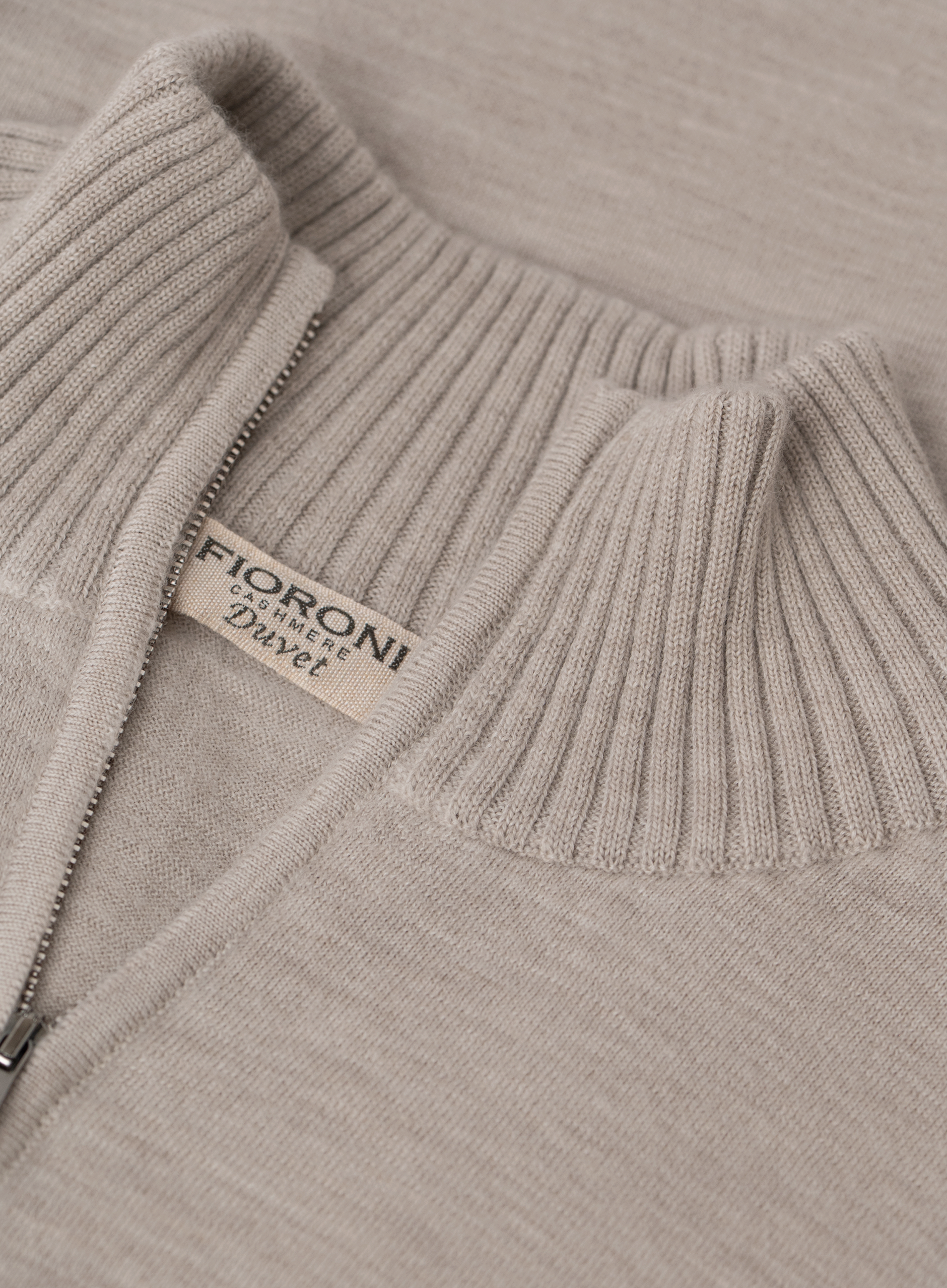 Fijngebreide half-zip trui van duvet cashmere | FULL_WIDTH | Beige
