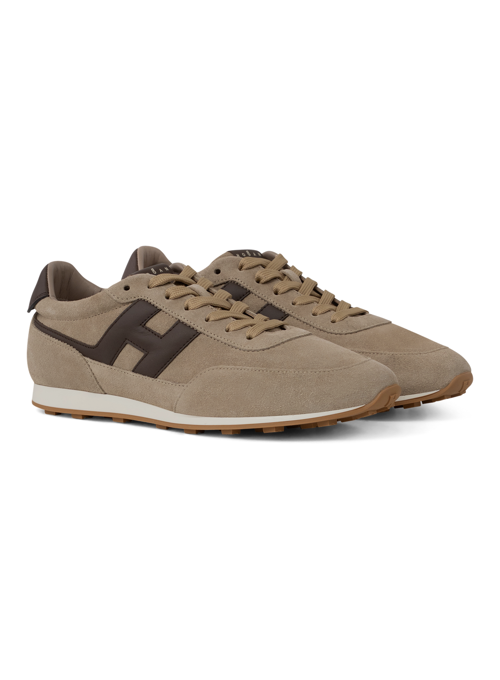 H699 Allacciato sneakers van suède | TAUPE