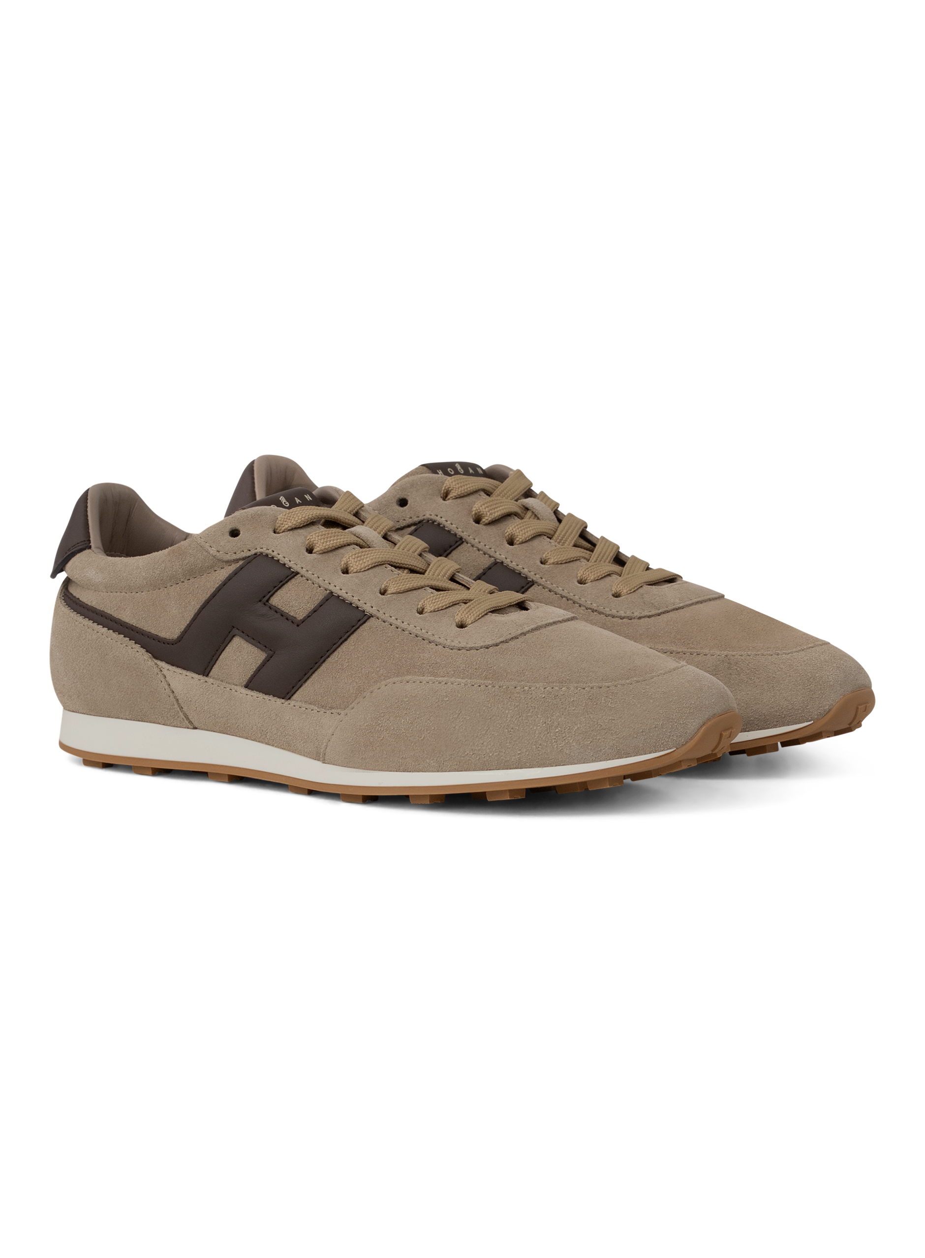H699 Allacciato sneakers van suède | TAUPE