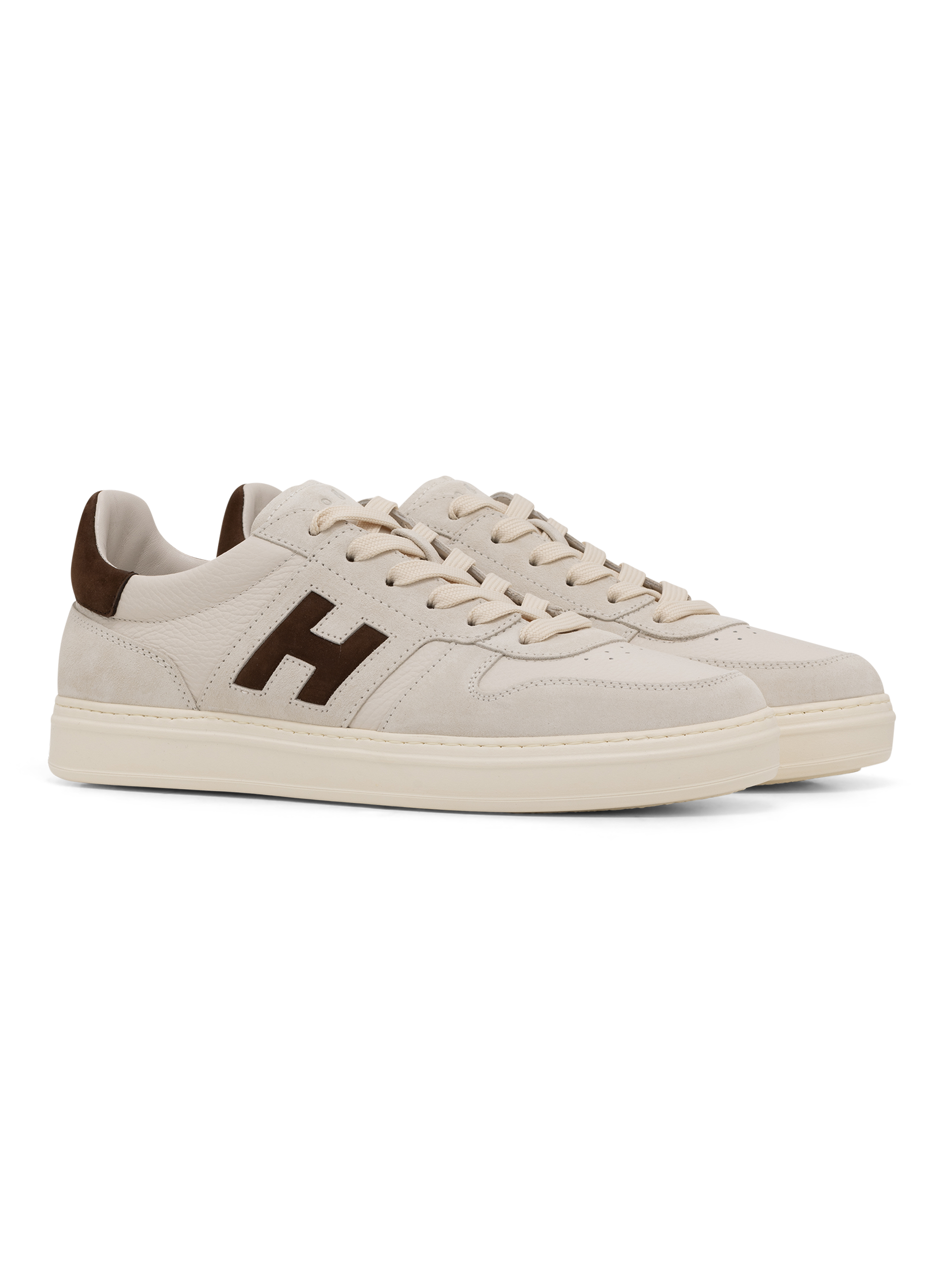 Leren sneakers met suède details | Wit