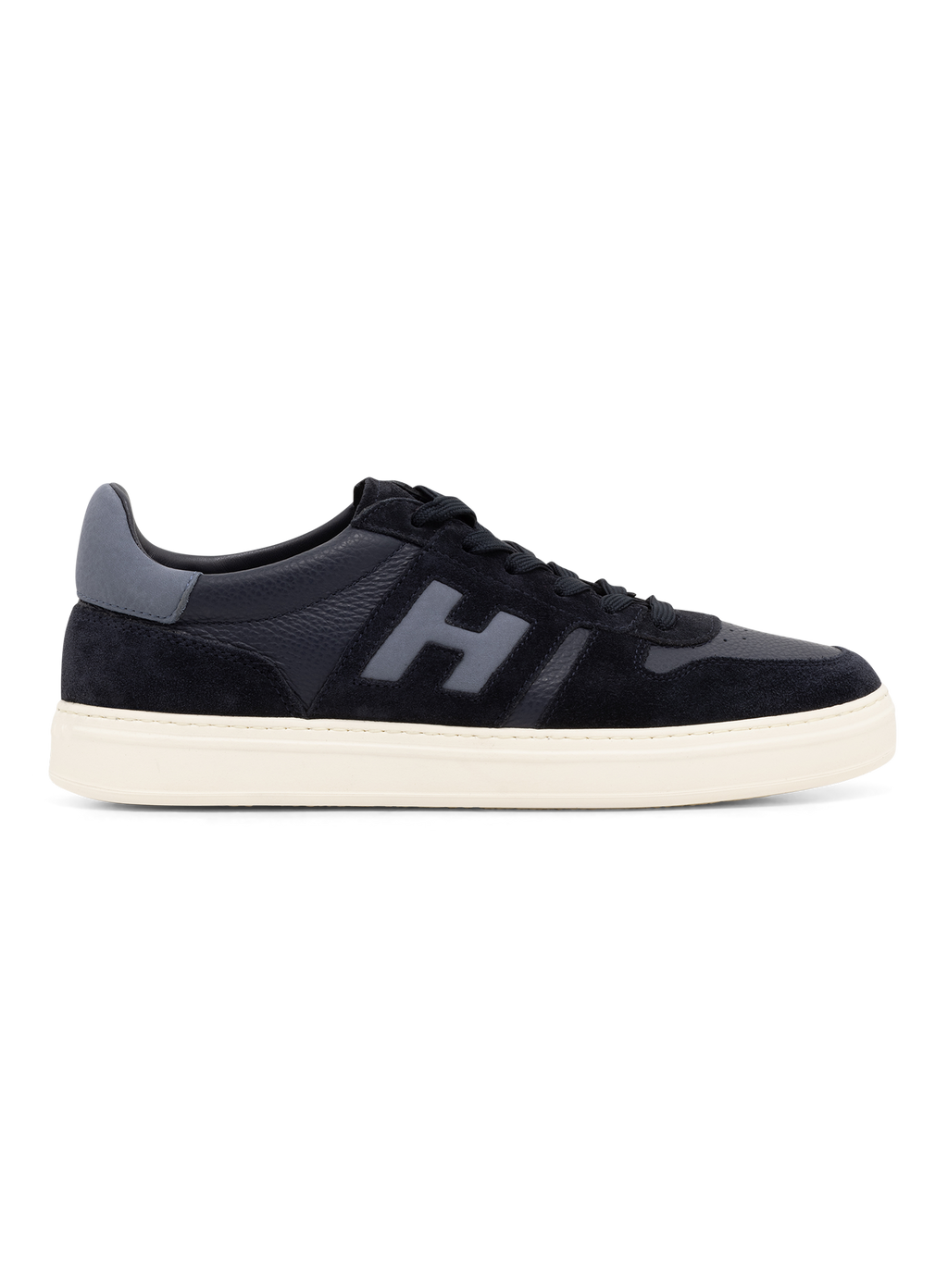 Leren sneakers met suède details | BLUE NAVY